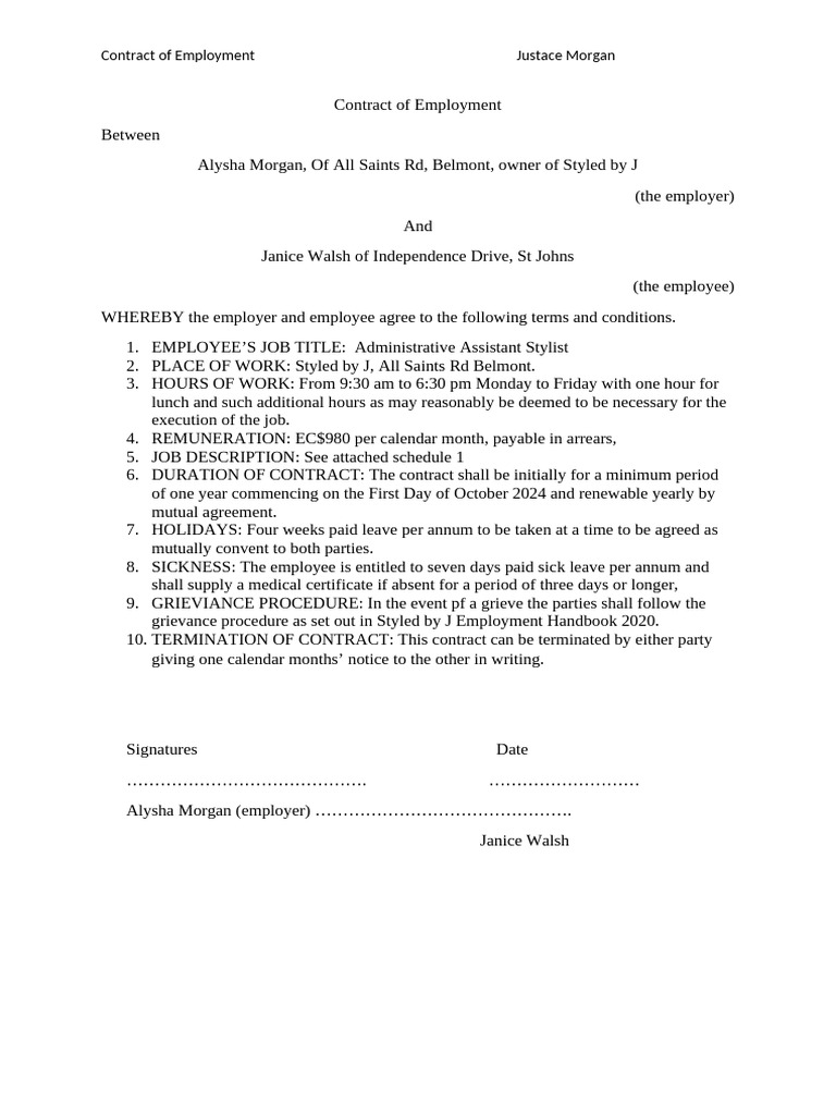 Contract of Employment-1 | PDF