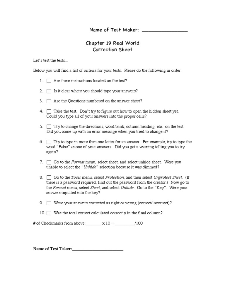 Test Maker Correction Checklist | PDF