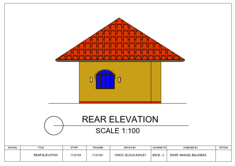 Rear Elevation Drawing - School Project | PDF