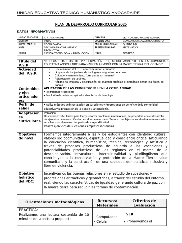 PDC MAT 5TO | PDF | Aritmética | Secuencia
