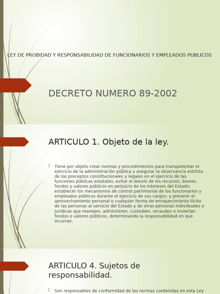 Ley de Probidad y Responsabilidad Pública | PDF | Responsabilidad legal ...