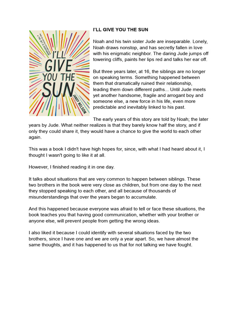 Reviews I'll Give You The Sun PDF