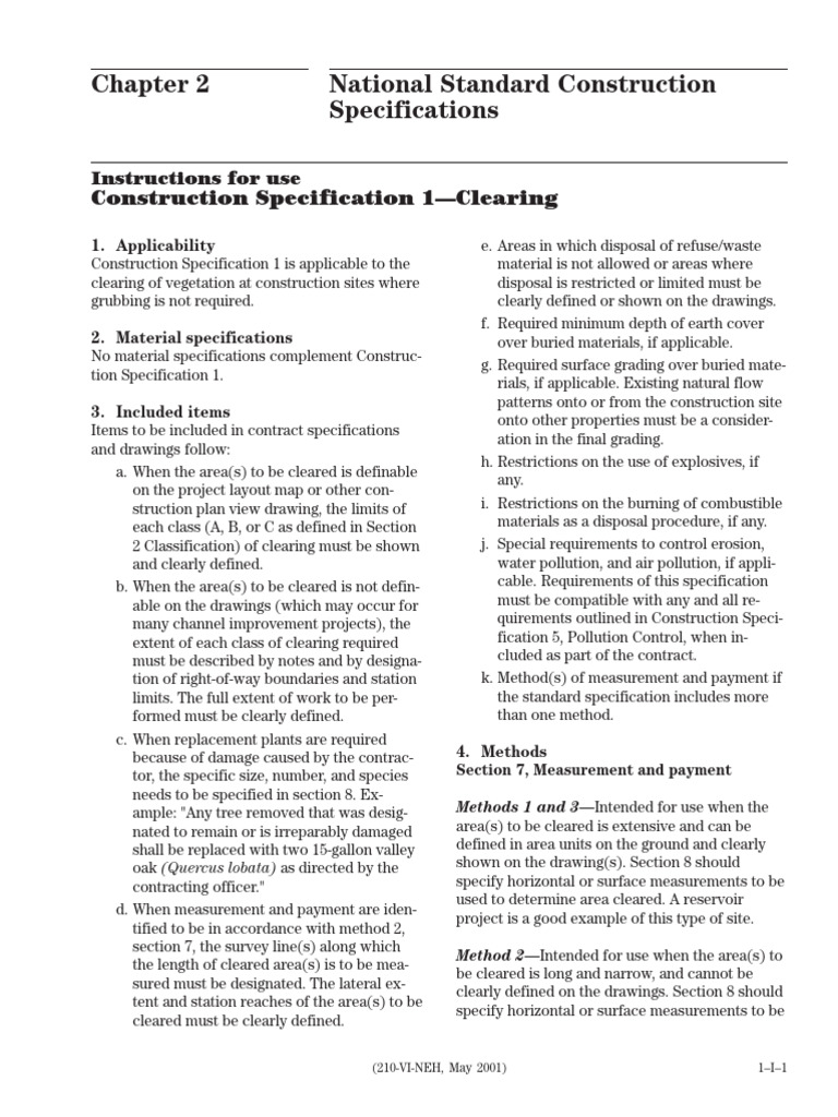 National Construction Clearing Specifications | PDF | Specification ...