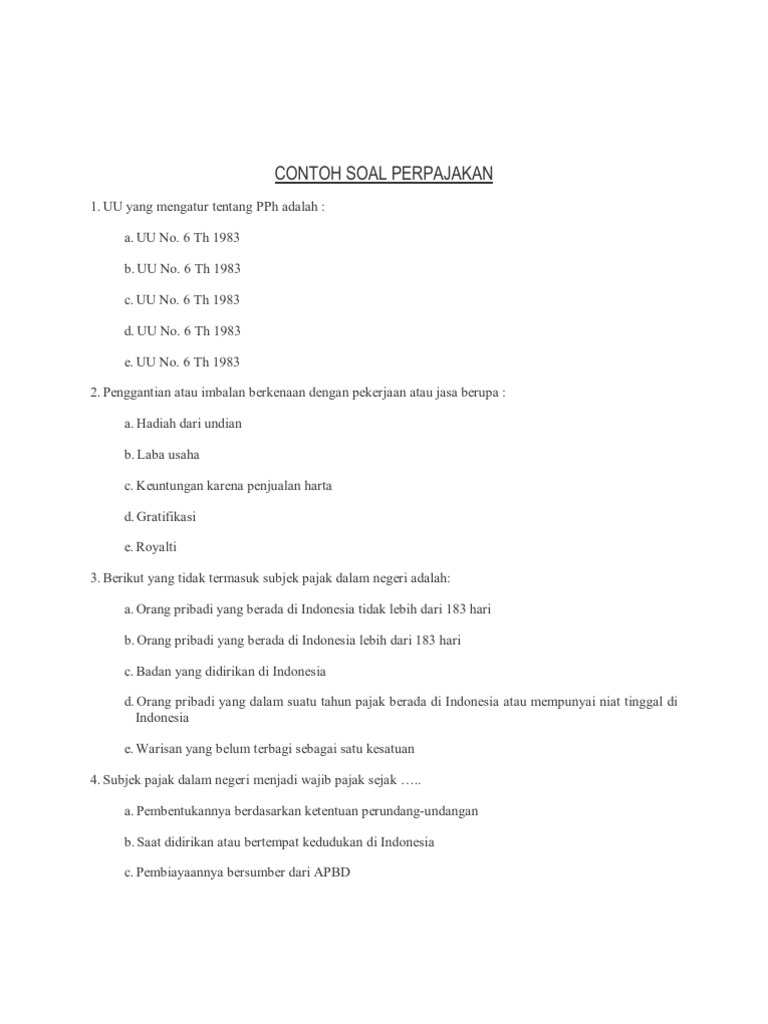 Contoh Soal Perpajakan