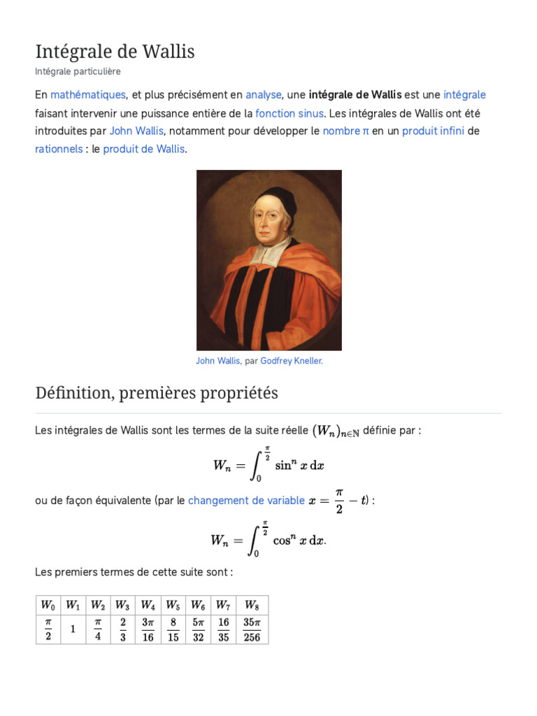 Intégrales de Wallis en mathématiques | PDF | Intégral | Séquence
