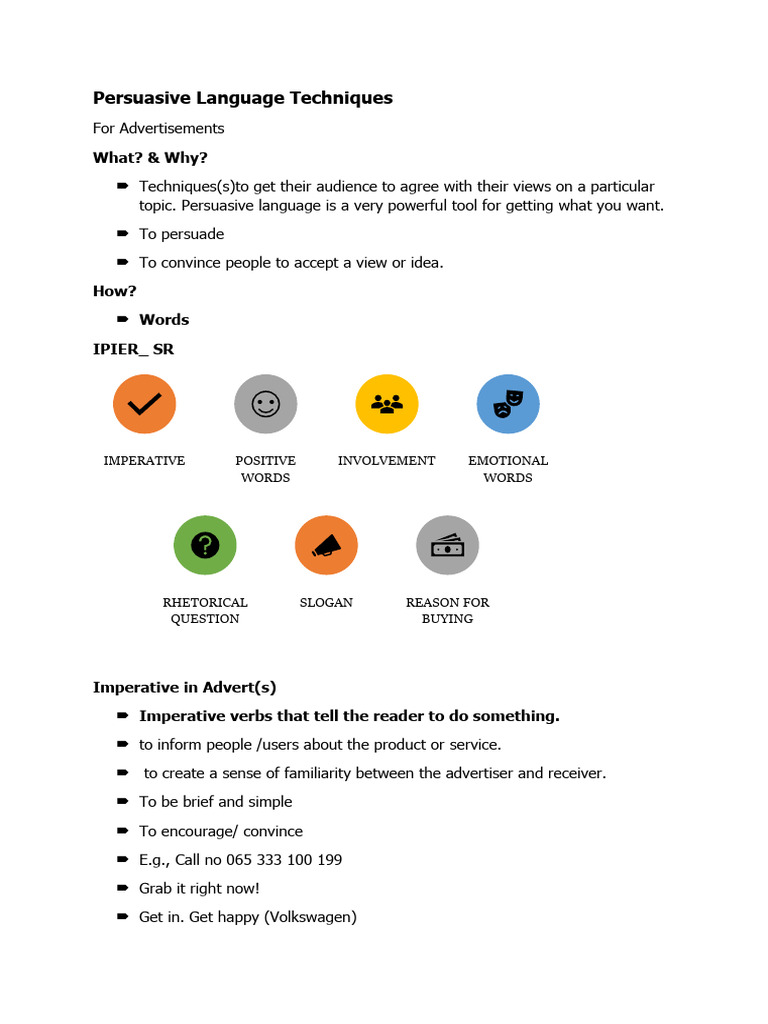 Persuasive Language in Advertising Techniques | PDF | Advertising ...