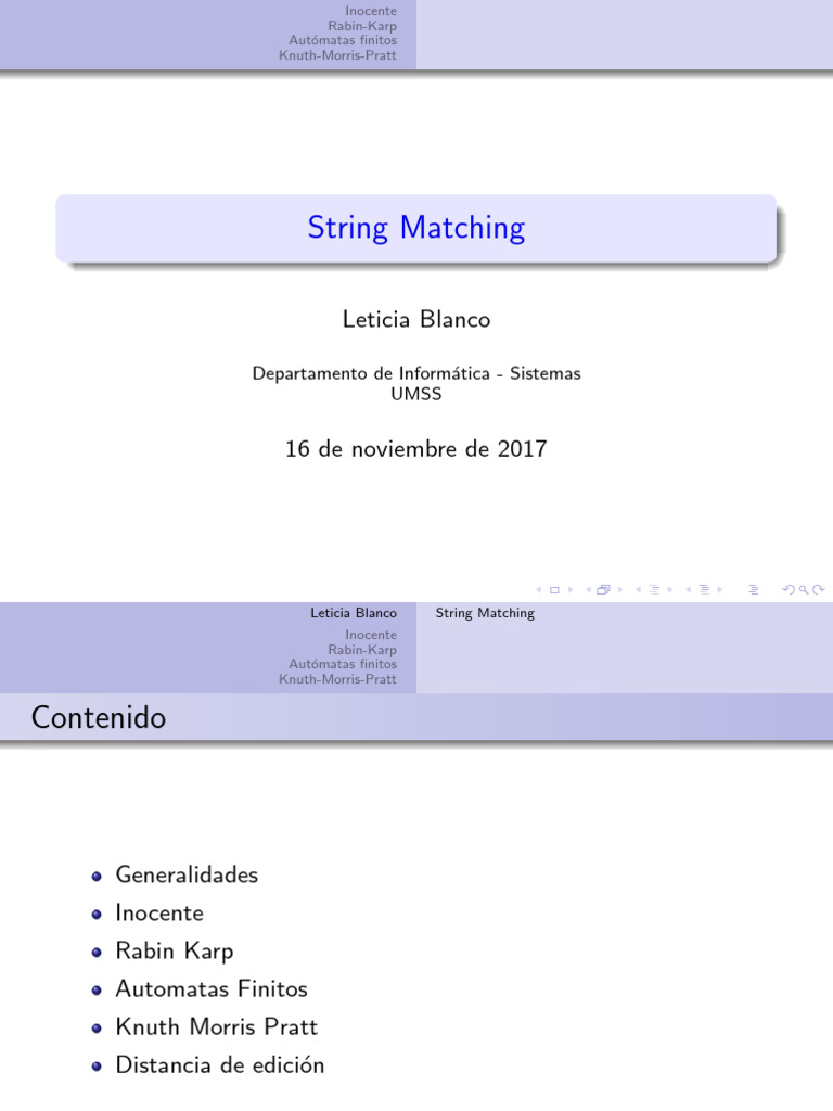 Clase075 StringMatching | PDF | Cadena (informática) | Ciencias de la ...
