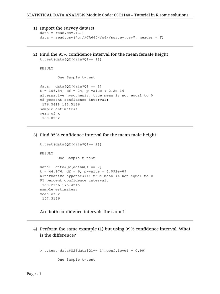 R Tutorial: Statistical Data Analysis | PDF | Student's T Test | P Value