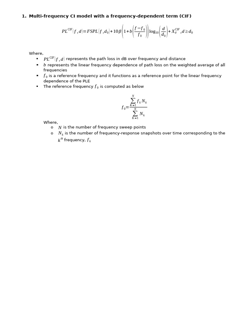 Multi-Frequency Path Loss Model Explained | PDF