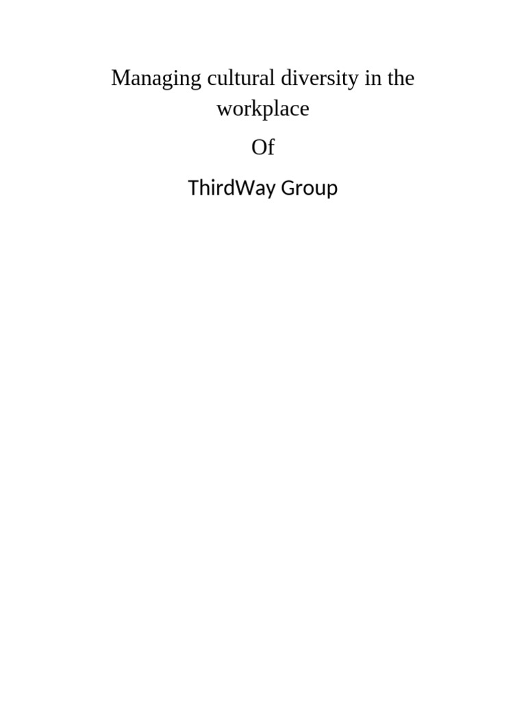 Managing Cultural Diversity at Work | PDF | Diversity (Business ...