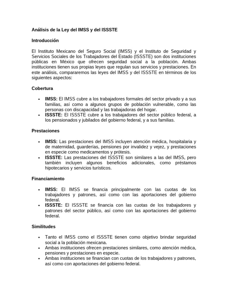 III Análisis de La Ley Del IMSS y Del ISSSTE | PDF | Trabajo Social ...
