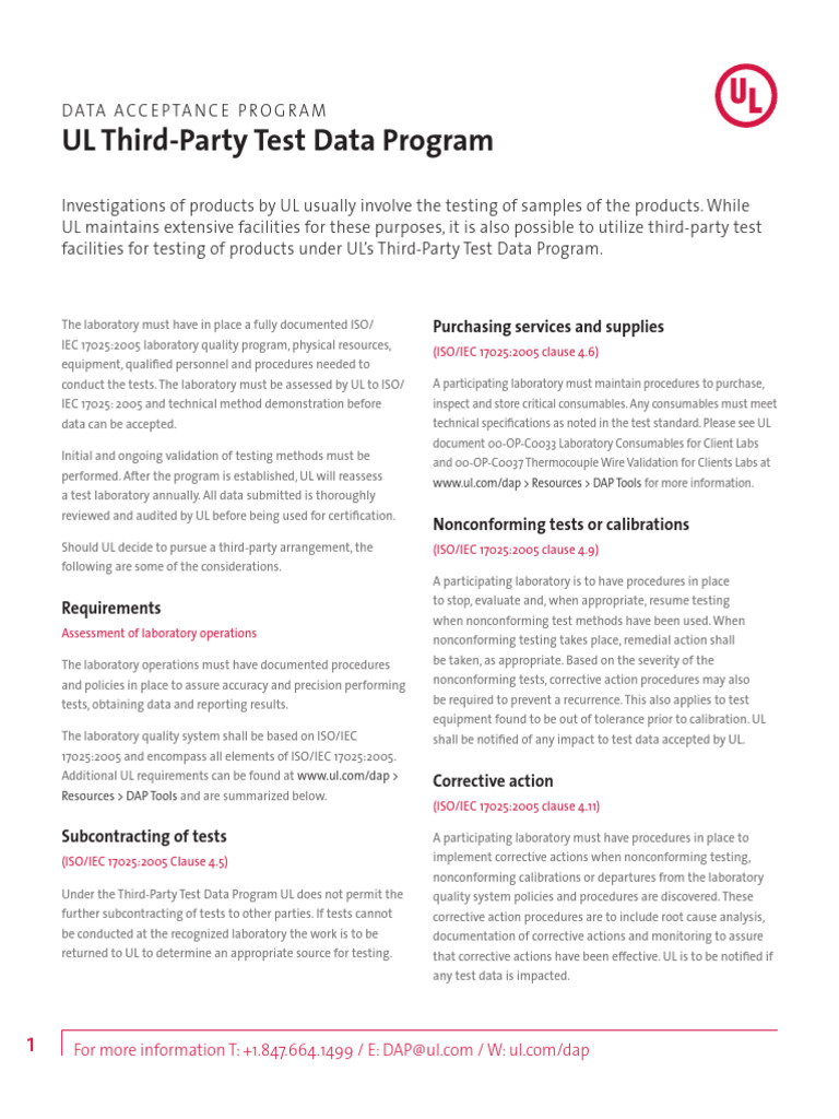 Third Party Test Data Program | PDF | Calibration | Laboratories