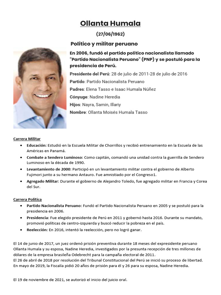 Ollanta Humala Bio | PDF