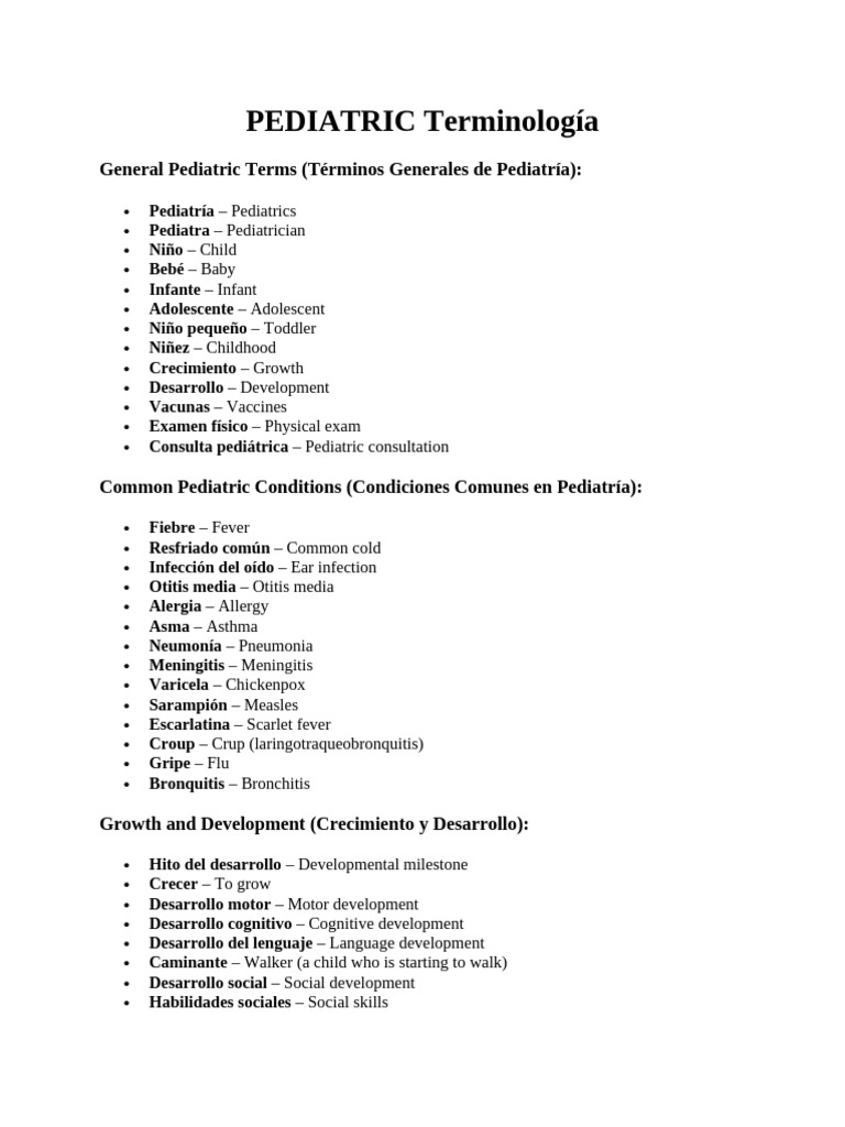 Glosario de Términos en Pediatría | PDF | Enfermedades y trastornos ...