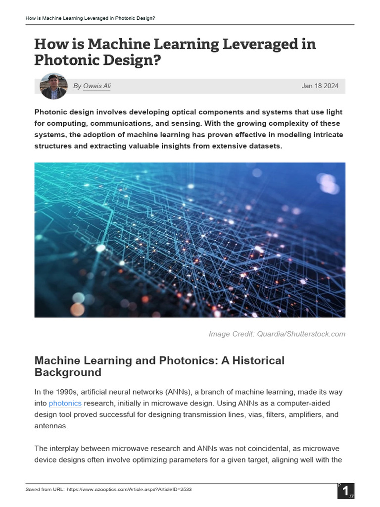 How Is Machine Learning Leveraged in Photonic Design | PDF | Machine ...