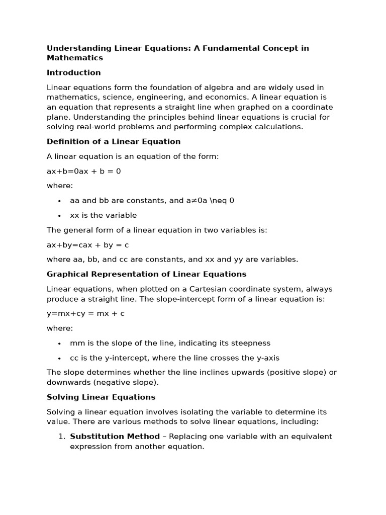 Understanding Linear Equations | PDF