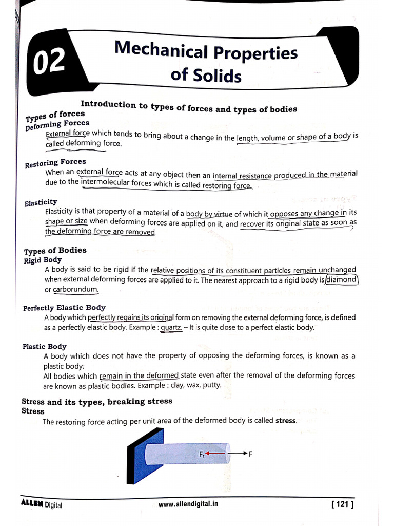 Ch-8 Mechanical Properties of Solids | PDF