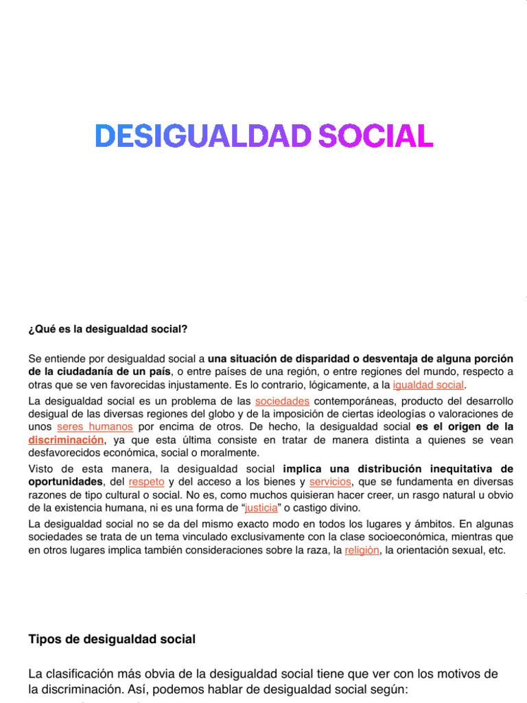 Desigualdad Social | PDF | Discriminación y relaciones raciales ...