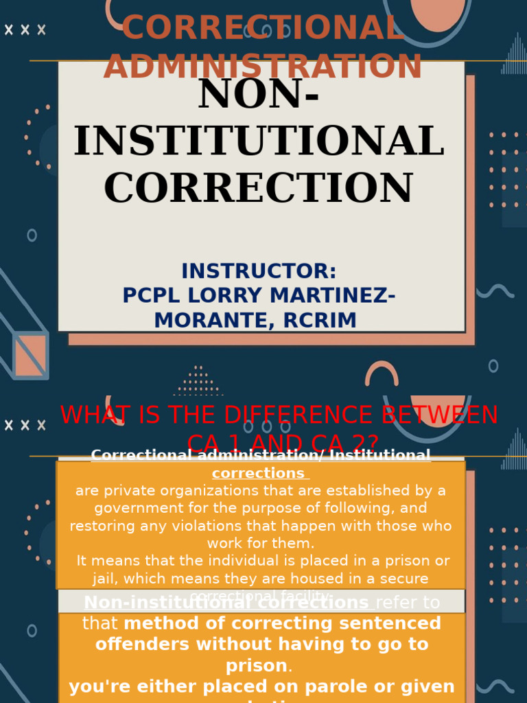 Non-Institutional Correction Overview | PDF | Pardon | Probation