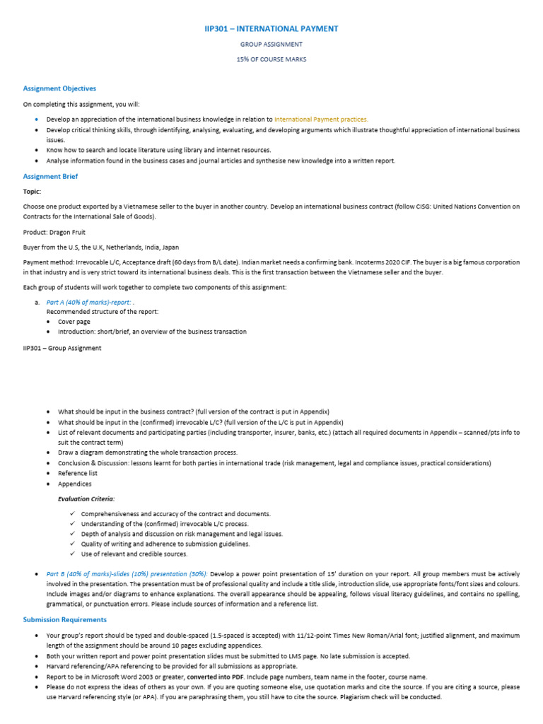 International Payment Group Assignment | PDF | Human Communication