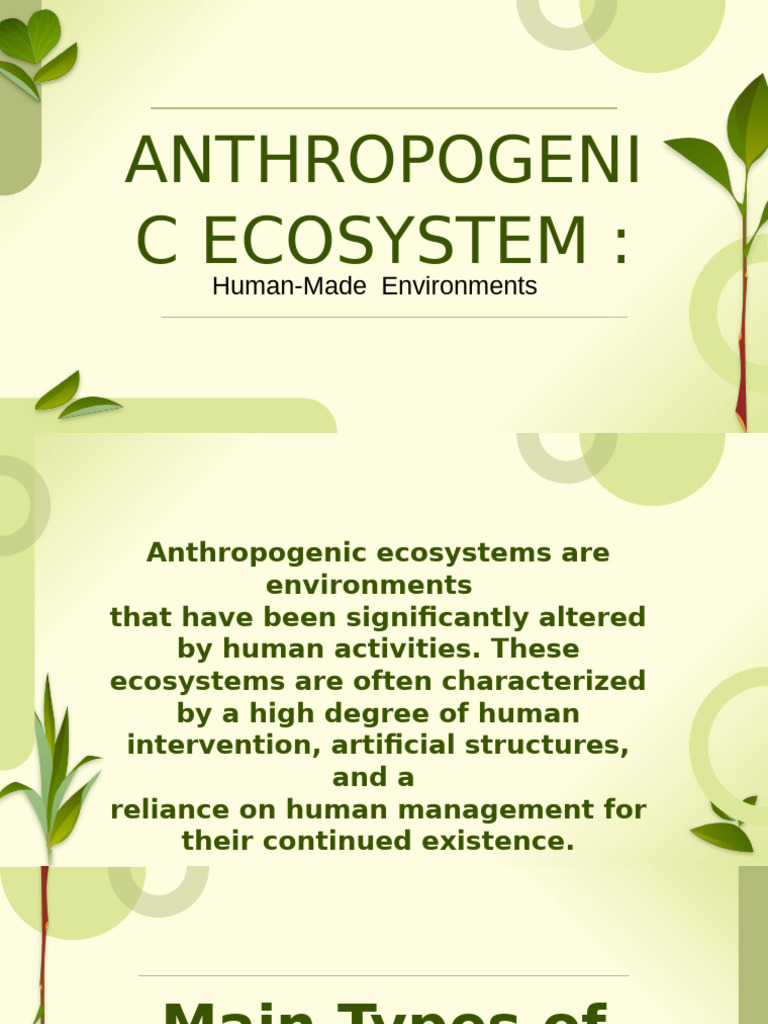Understanding Anthropogenic Ecosystems | PDF | Ecosystem | Human Impact ...