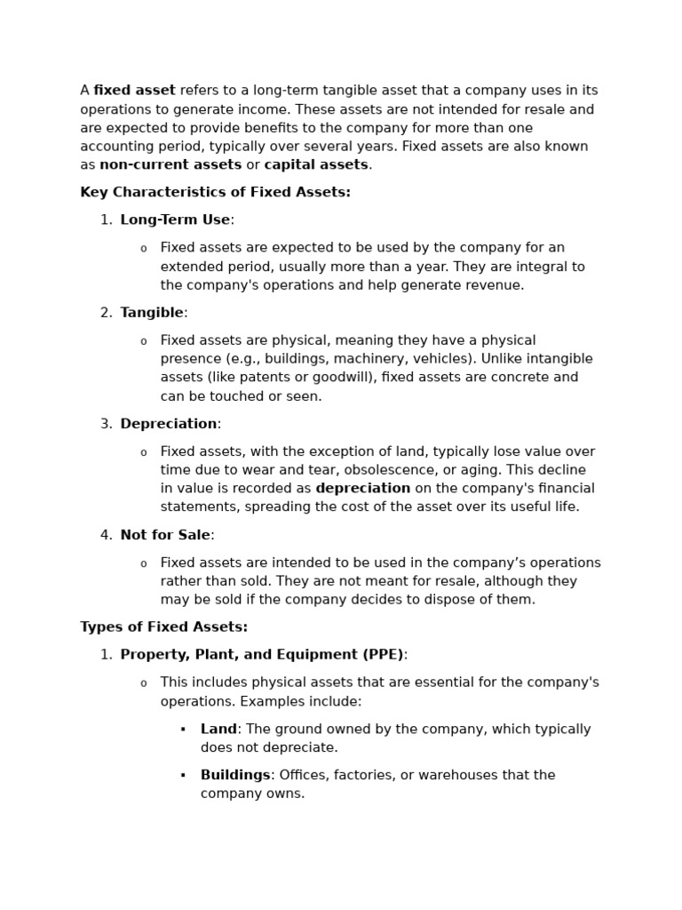 Understanding Fixed Assets in Business | PDF | Depreciation | Fixed Asset