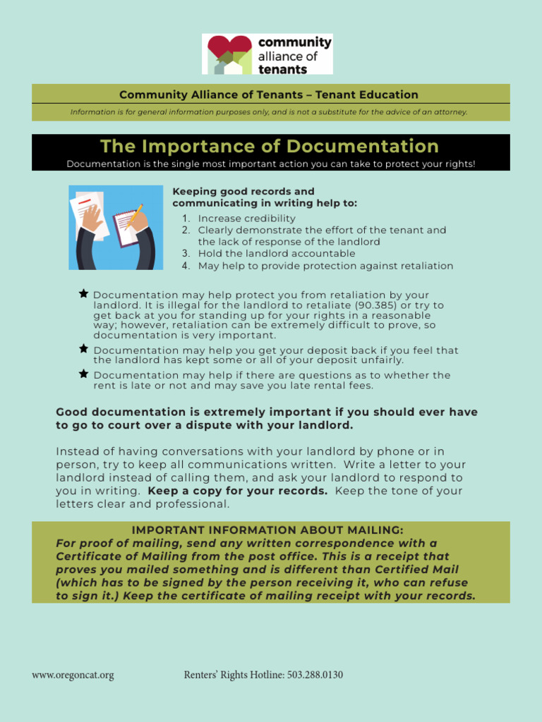 Essential Tenant Documentation Tips | PDF | Landlord | Lease