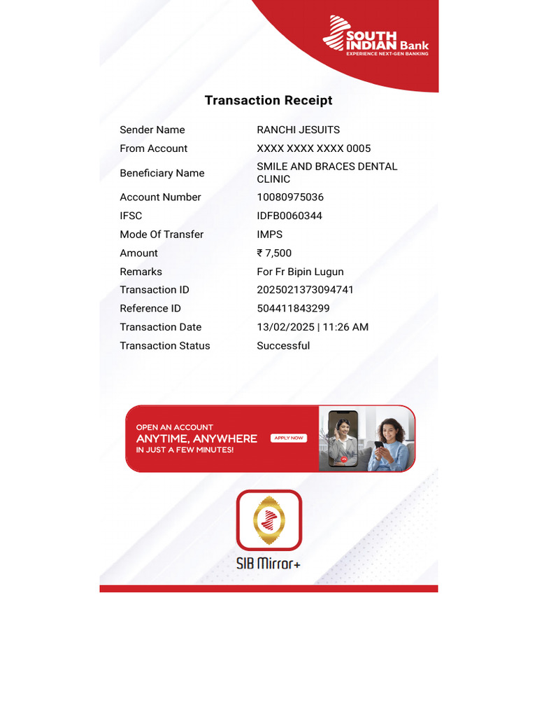 Successful IMPS Transaction Receipt | PDF