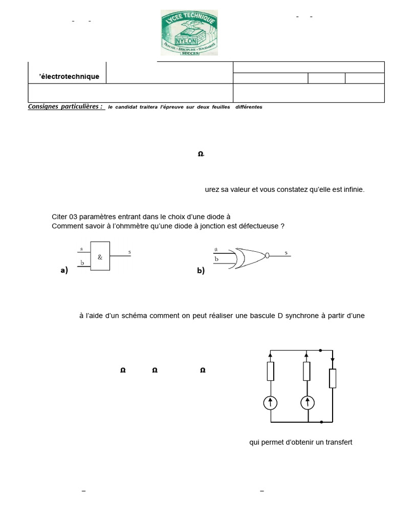 Évaluation Circuits Analogiques PF3 | PDF | Résistance (composant ...