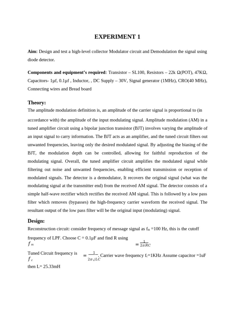 Cycle 1 Experiments | PDF | Detector (Radio) | Sampling (Signal Processing)
