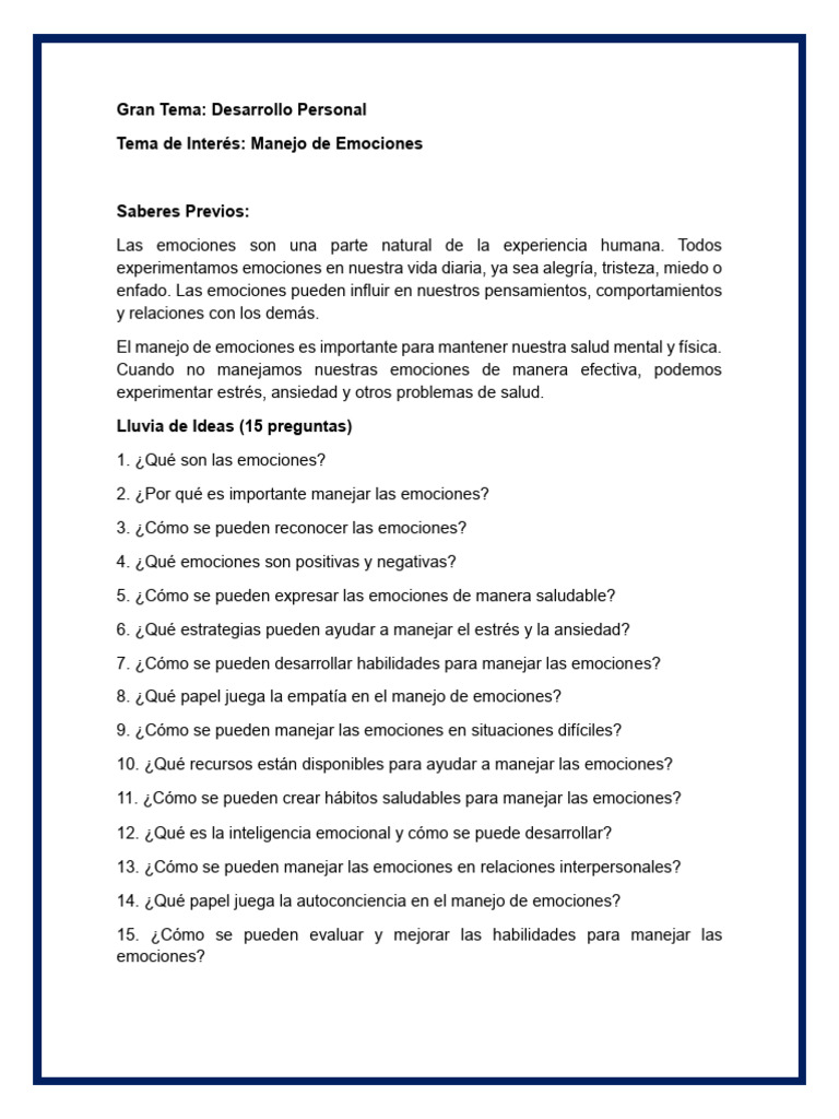 Manejo Efectivo de Emociones | PDF | Las emociones | Empatía