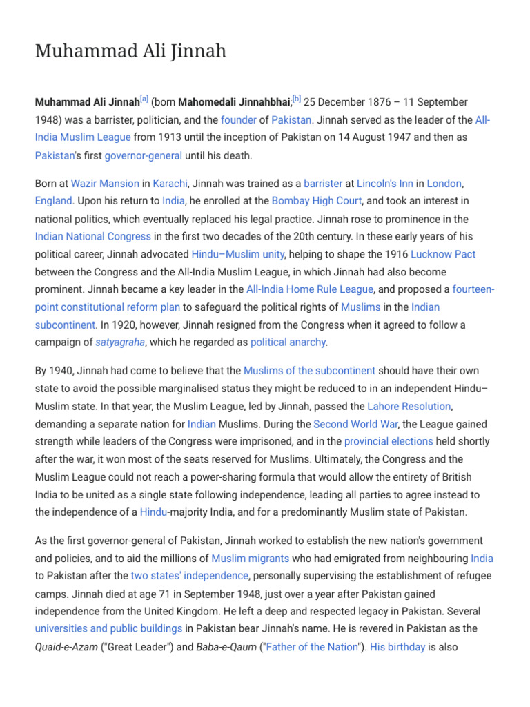 Muhammad Ali Jinnah Wikipedia