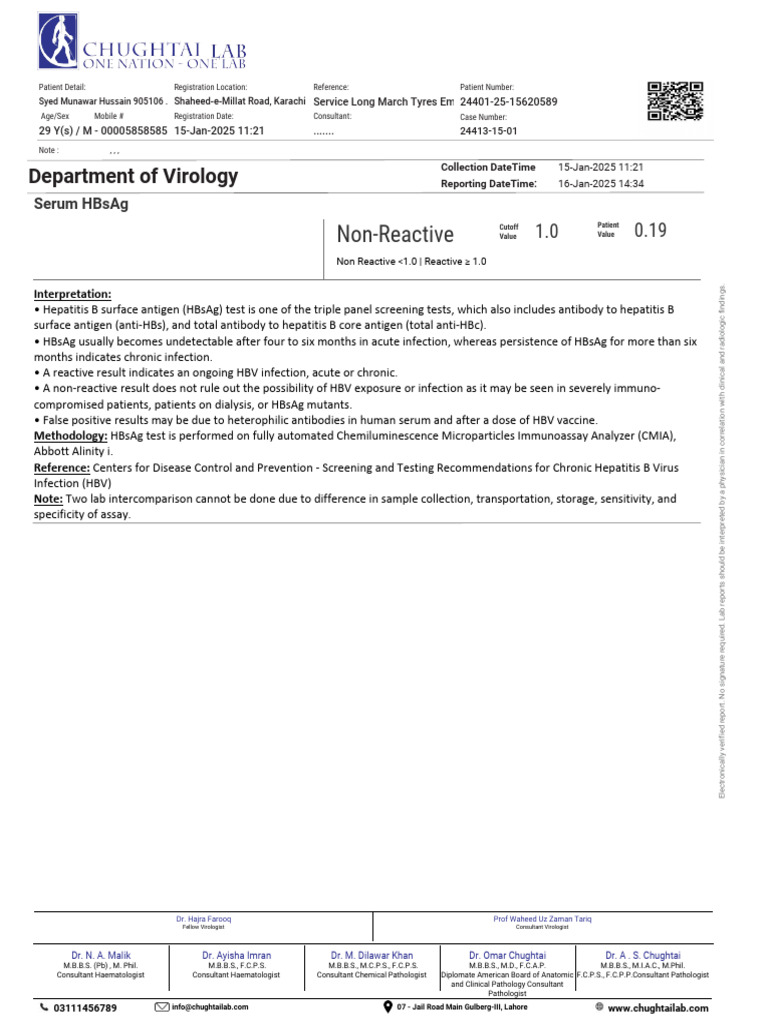 Hepatitis B & C Lab Report Summary | PDF
