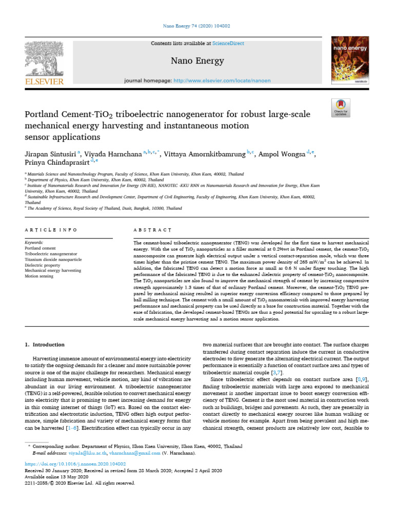 2020-Portland Cement-TiO2 Triboelectric Nanogenerator For Robust Large ...