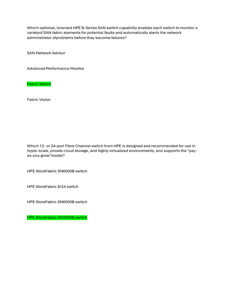 Introduction To SANs Test | PDF | Network Switch | Computer Network