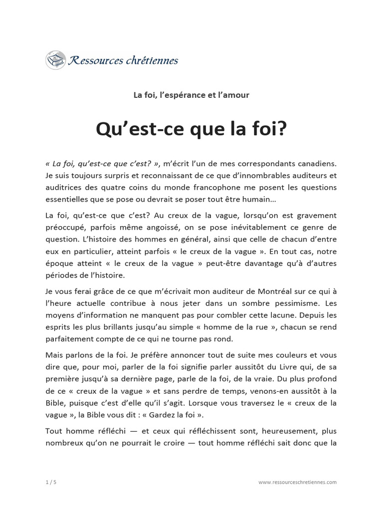 La foi : essence et vérité chrétienne | PDF | Dieu | Abraham
