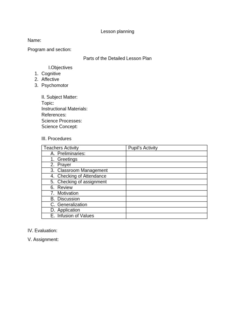 Activity Lesson Planning | PDF