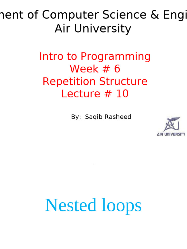 10 Lecture 10 Nested Loop | PDF | C++ | Php