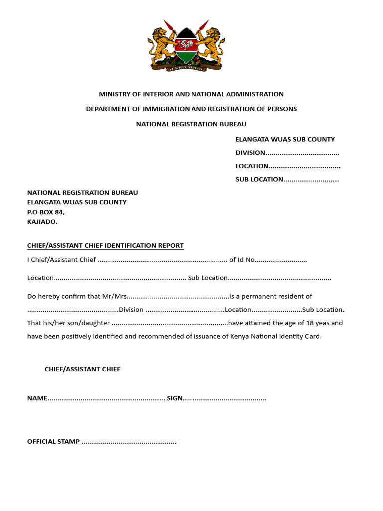 Chief Identification Report Kenya | PDF
