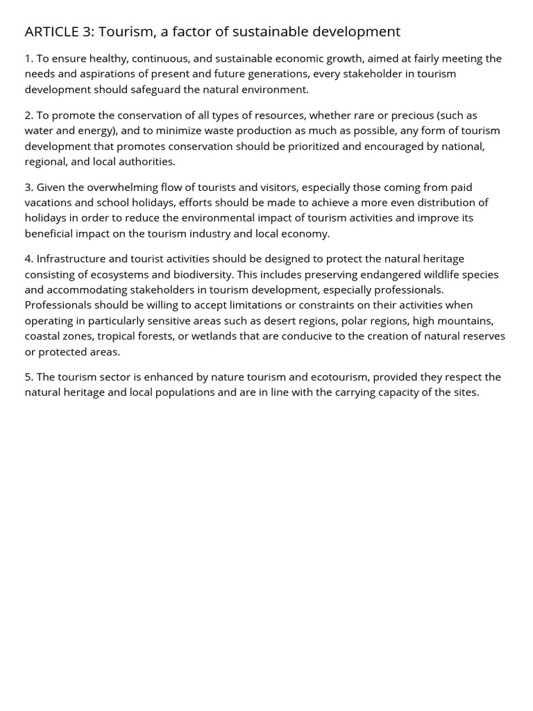 Tourism, A Factor of Sustainable Development | PDF