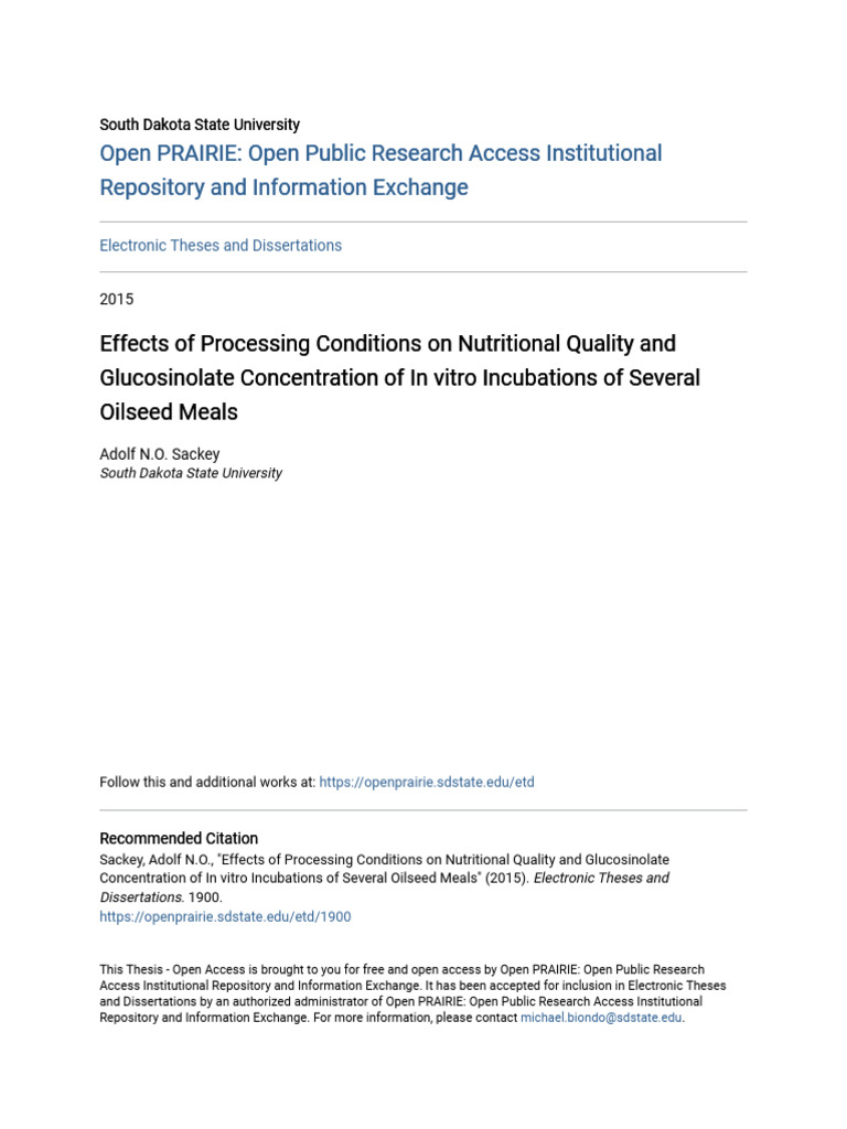Effects of Processing Conditions On Nutritional Quality and Gluco | PDF ...