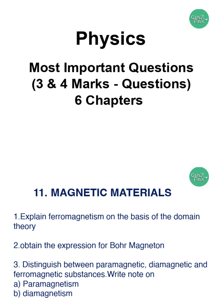 Physics Most Important Questions 3 | PDF | Photoelectric Effect | Atoms