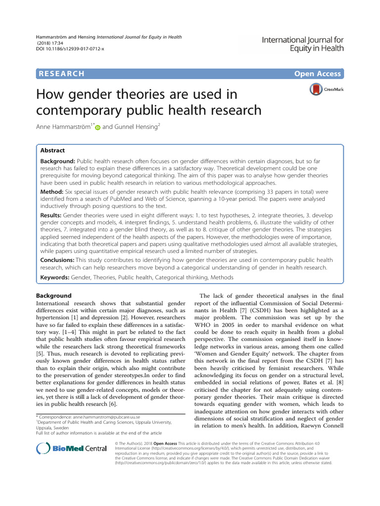 Hammarström - How Gender Theory Is Used in Contemporary | PDF | Gender ...