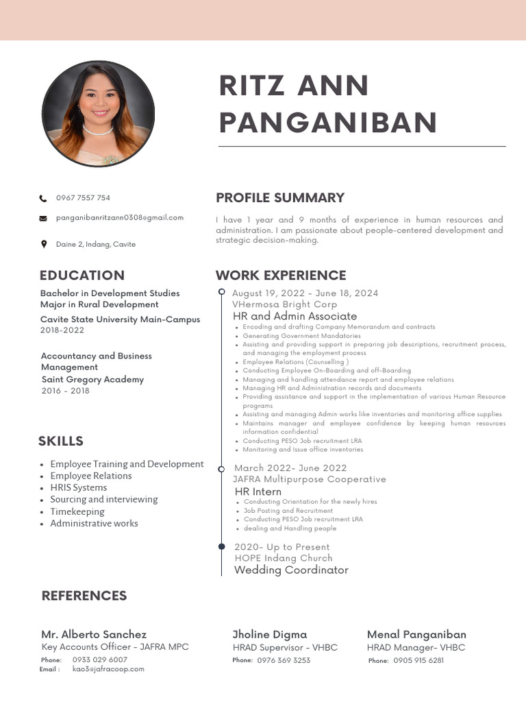 RITZ ANN PANGANIBAN UPDATED RESUME - Ritz Ann Panganiban | PDF | Human ...