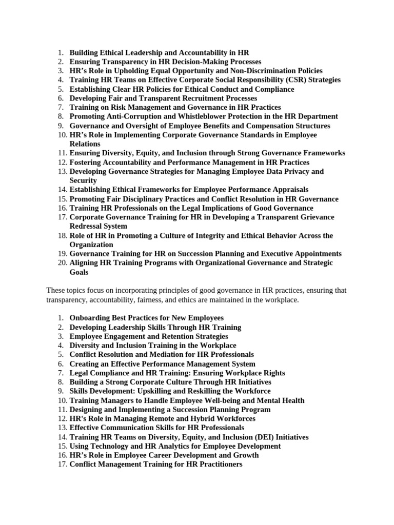 Building Ethical Leadership and Accountability in HR TOPICS | PDF ...