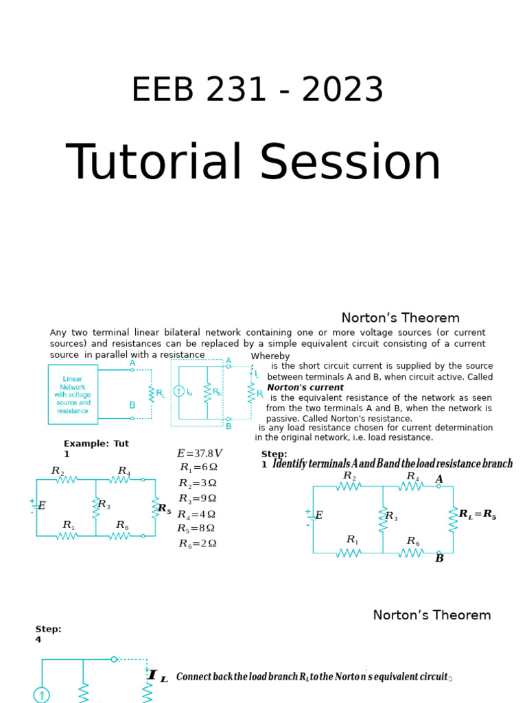 EEB 231 - 2023 - Supplemenraty Tutorial Lesson 1 (1) | PDF | Electrical ...