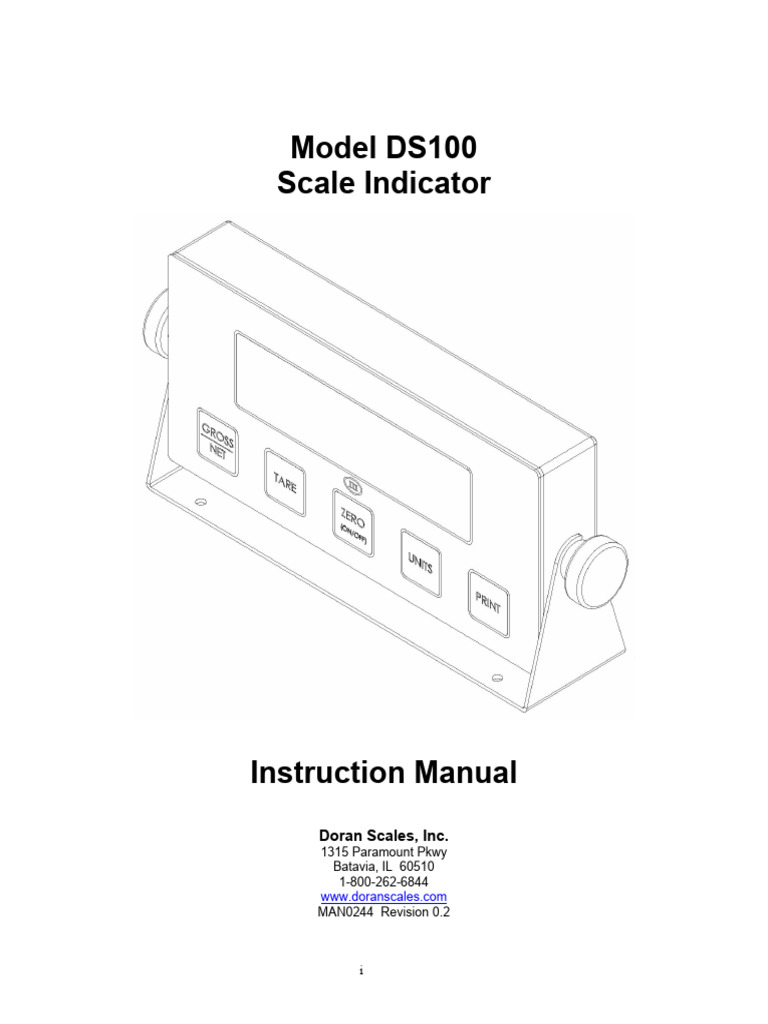 DS100 Scale Indicator Manual | PDF | Pound (Mass) | Calibration