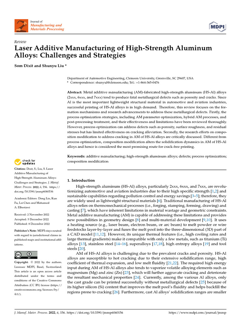 Laser Additive Manufacturing of High STR | PDF | Heat Treating ...