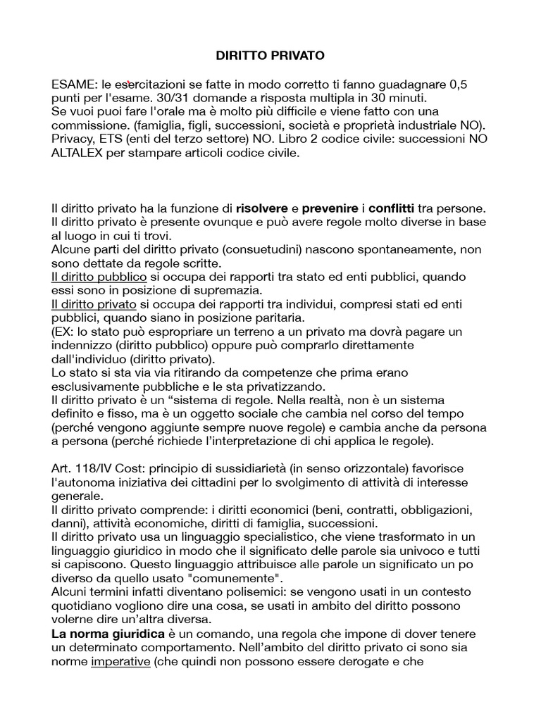 Appunti Diritto Privato | PDF