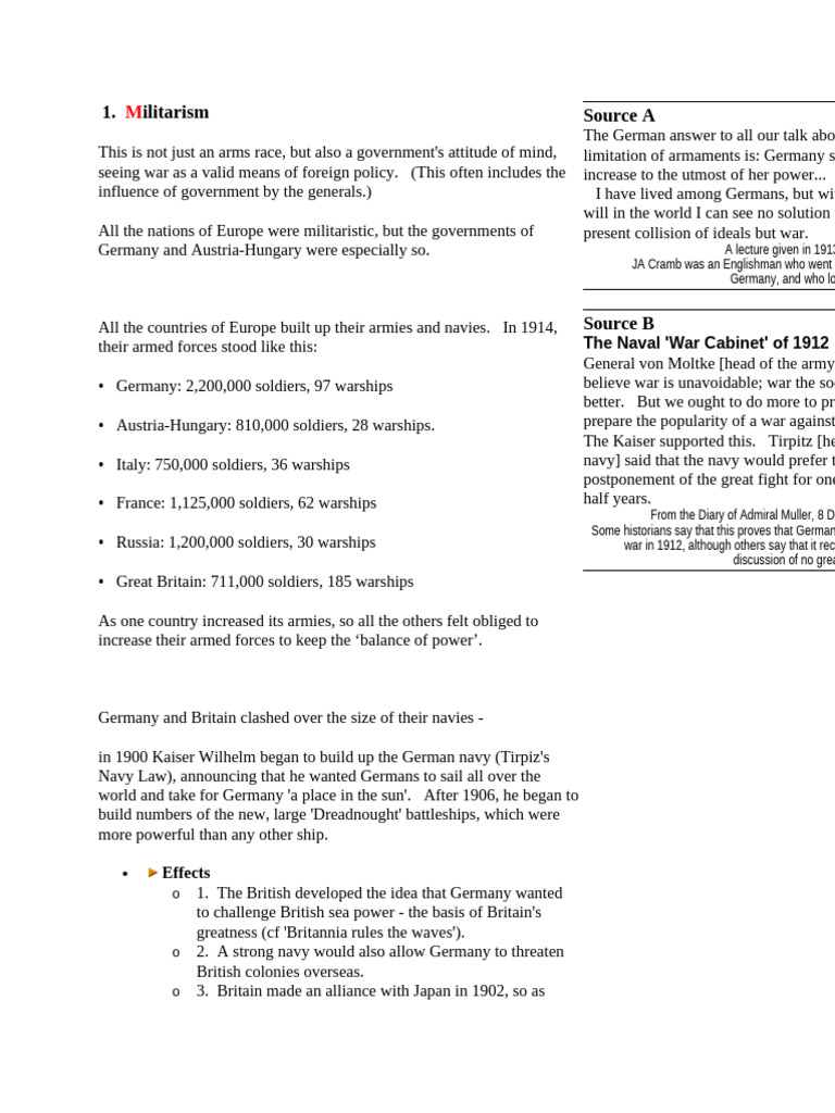 Causes of World War I Explained | PDF | German Empire | Allies Of World ...